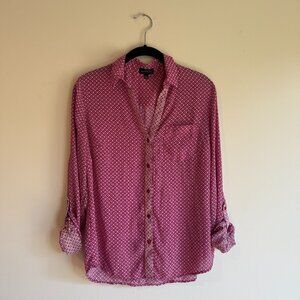 The Limited Berry Printed Button Down Blouse